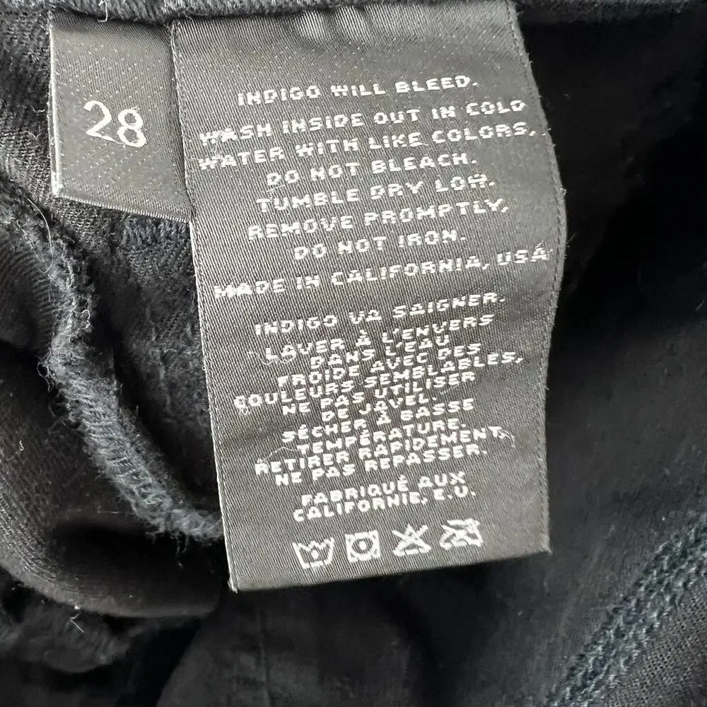 J Brand Black 28 Denim Jeans Cotton 5-Pockets Mid Rise Skinny Leg Regular Fit